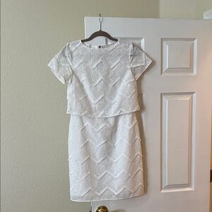 Sail to Sable Ivory Geometric Lace Midi Dress